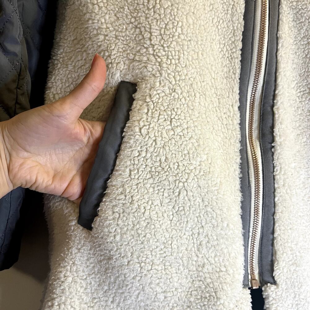 Sweaty Betty Quilted fleece zip jacket gray cream sherpa Size S - Picture 4 of 7